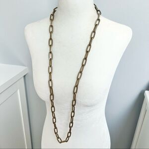 Gold tone long link necklace